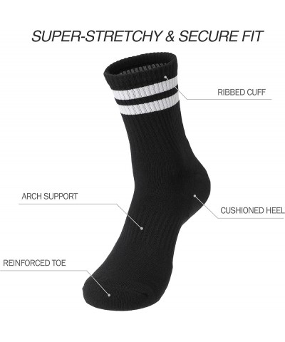 Cotton Cushioned Arch Support Training Gym Athletic Quarter Socks for Workout Tennis Basketball Golf Running Stripe Black-whi...