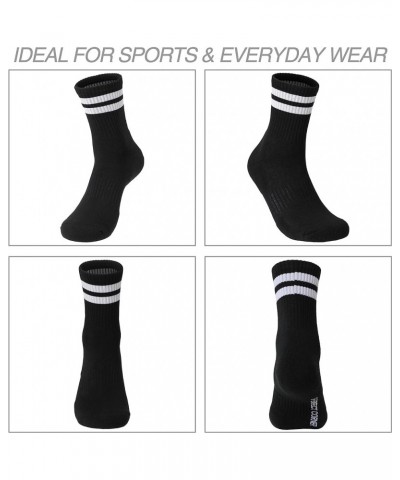 Cotton Cushioned Arch Support Training Gym Athletic Quarter Socks for Workout Tennis Basketball Golf Running Stripe Black-whi...