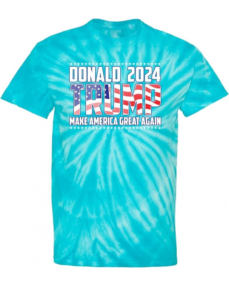 Trump for President - MAGA Republican Men's T-Shirt Turquoise Tie Dye - Maga 2024 $9.44 T-Shirts