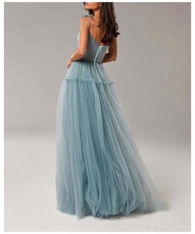 Spaghetti Straps Prom Dresses Tulle Long Formal Evening Party Gowns for Women Backless Bridesmaid Dress A-Line White $34.44 D...