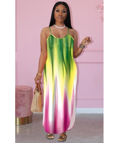 Women's Summer Casual Short Sleeve V Neck Tshirt Long Dress Loose Side Split Beach Maxi Dresses with Pocket 31-rose Green $17...