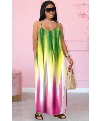 Women's Summer Casual Short Sleeve V Neck Tshirt Long Dress Loose Side Split Beach Maxi Dresses with Pocket 31-rose Green $17...