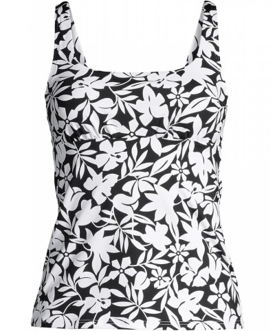 Womens Chlorine Resistant Square Neck Tankini Top Black Havana Floral Plus 20w $30.31 Swimsuits