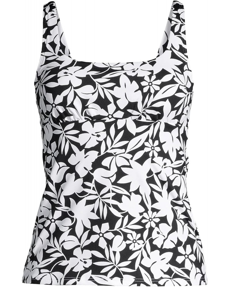 Womens Chlorine Resistant Square Neck Tankini Top Black Havana Floral Plus 20w $30.31 Swimsuits