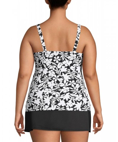 Womens Chlorine Resistant Square Neck Tankini Top Black Havana Floral Plus 20w $30.31 Swimsuits