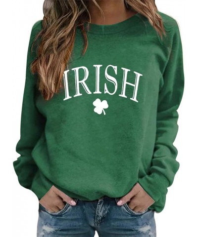 St Patricks Day Shirts for Women Graphic Long Sleeve Tops Casual Irish Shamrock Green Crewneck Sweatshirts Trendy Outfits Z21...