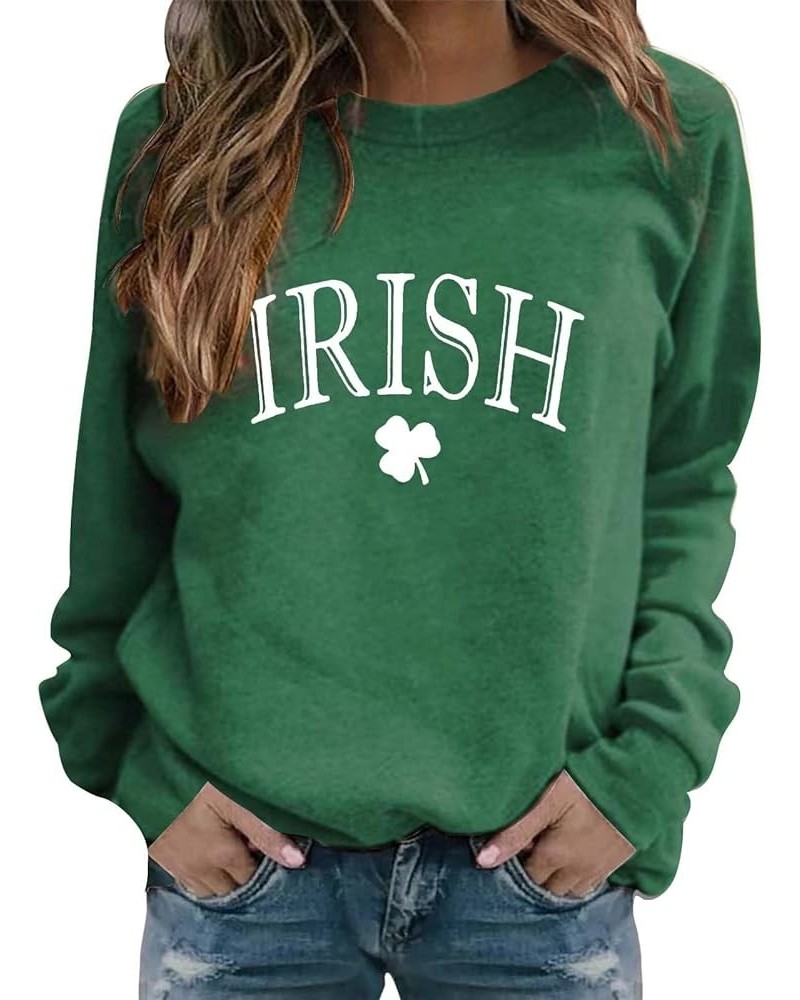 St Patricks Day Shirts for Women Graphic Long Sleeve Tops Casual Irish Shamrock Green Crewneck Sweatshirts Trendy Outfits Z21...