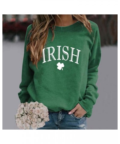 St Patricks Day Shirts for Women Graphic Long Sleeve Tops Casual Irish Shamrock Green Crewneck Sweatshirts Trendy Outfits Z21...