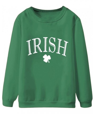 St Patricks Day Shirts for Women Graphic Long Sleeve Tops Casual Irish Shamrock Green Crewneck Sweatshirts Trendy Outfits Z21...