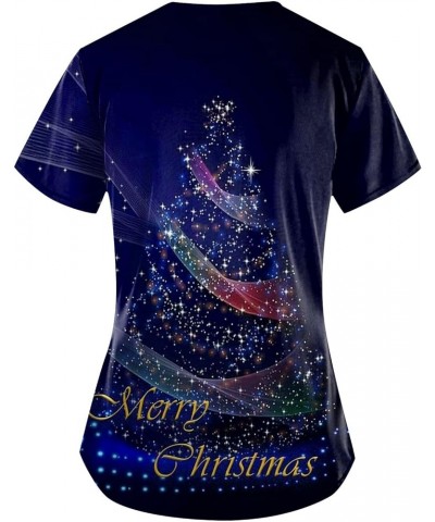 Womens Fall Fashion 2023,Womens Novelty Christmas Tree Print Nurse Uniform Short Sleeve V Neck Scrubs Top with Pocket 4-dark ...