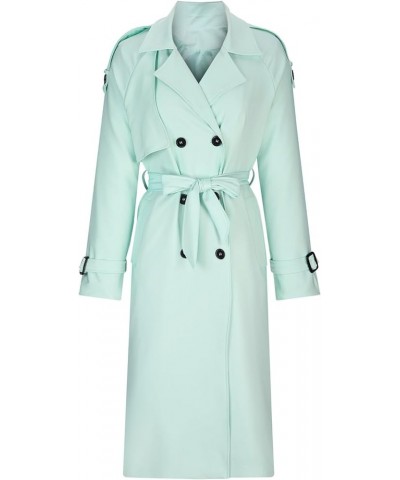 Plus Size Trench Coats for Women Double Breasted Lapel Wool Blend Mid Long Pea Trench Solid Grace Windproof Overcoats 01-mint...