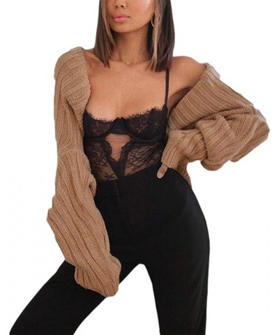 Women Rib Knit Shrug Y2k Long Sleeve Sweater Crop Top Crochet Bolero Cardigan Arm Warmers Streetwear 01-rib Knit Brown $13.99...