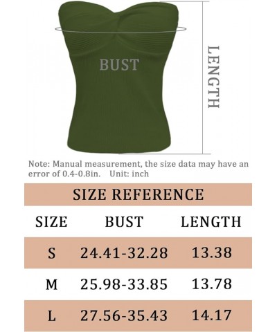 Womens Strapless Crop Top Sexy Twist Knot Front Solid Ribbed Knit Tube Top Sleeveless Camisole Tanks Top Cf-armygreen $11.59 ...