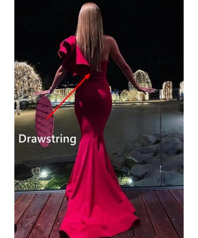 Women's One Shoulder Ruffles Satin Mermaid Prom Dresses Long Ball Gowns Formal Evening Party Gowns Wisteria $39.74 Dresses