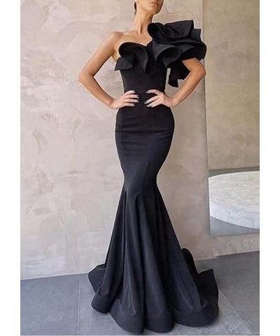 Women's One Shoulder Ruffles Satin Mermaid Prom Dresses Long Ball Gowns Formal Evening Party Gowns Wisteria $39.74 Dresses