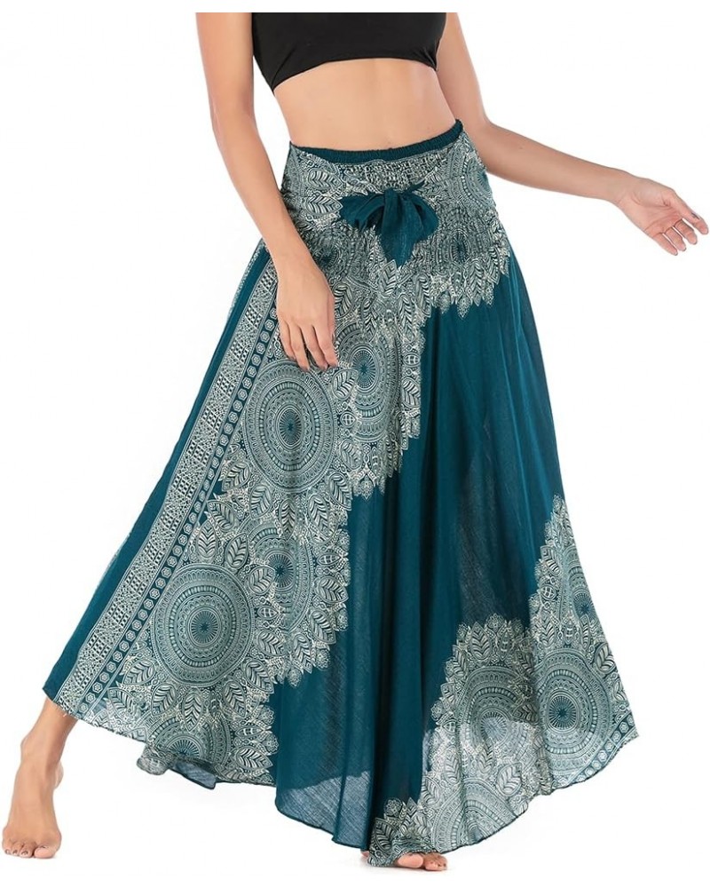 Women Bohemian Mandala Floral Print Rayon Hippie Maxi Skirt Boho Summer Beach Dress Mandala Floral 12 $12.74 Skirts