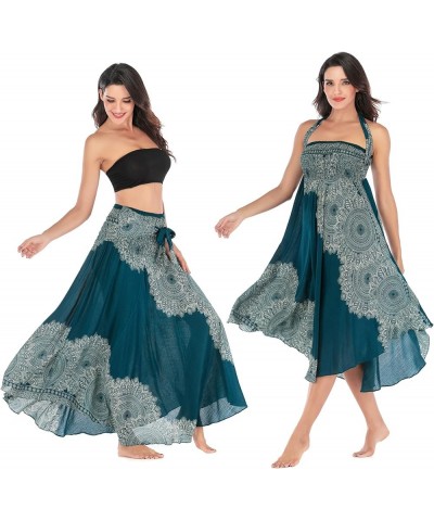 Women Bohemian Mandala Floral Print Rayon Hippie Maxi Skirt Boho Summer Beach Dress Mandala Floral 12 $12.74 Skirts