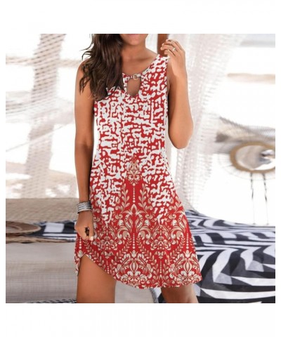 Summer Dresses for Women 2024 Casual Sleeveless Floral Boho Beach Dress Cover Ups Short Tank Swing Sun Dress F-orange $8.99 S...