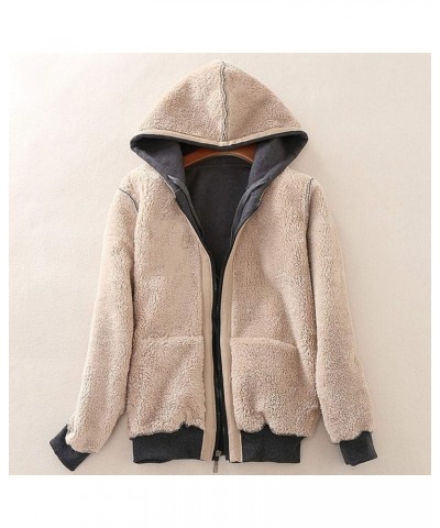 Women's Full Zip Fleece Hoodie Warm Sherpa Lined Sweatshirt Winter Jackets with Pockets Light Grey $15.59 Jackets