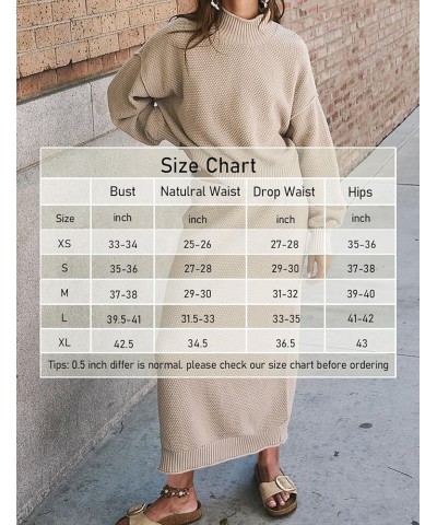 Women's 2 Piece Sweater Skirt Set Casual Long Sleeve Turtle Neck Sweater Pencil Skirt Outfits Lounge Sets Khaki $31.31 Active...