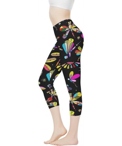 Womens Yoga Pants High Waist Stretch Workout Running Leggings Tummy Control Seamless Capri Sweatpants Colorful Cartoon Dragon...