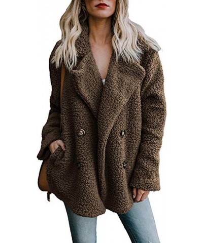 Winter Coats for Women,Womens Fuzzy Fleece Coat Lapel Cardigan Faux Fur Warm Winter Casual Outwear Button Down Jackets A-1 Co...