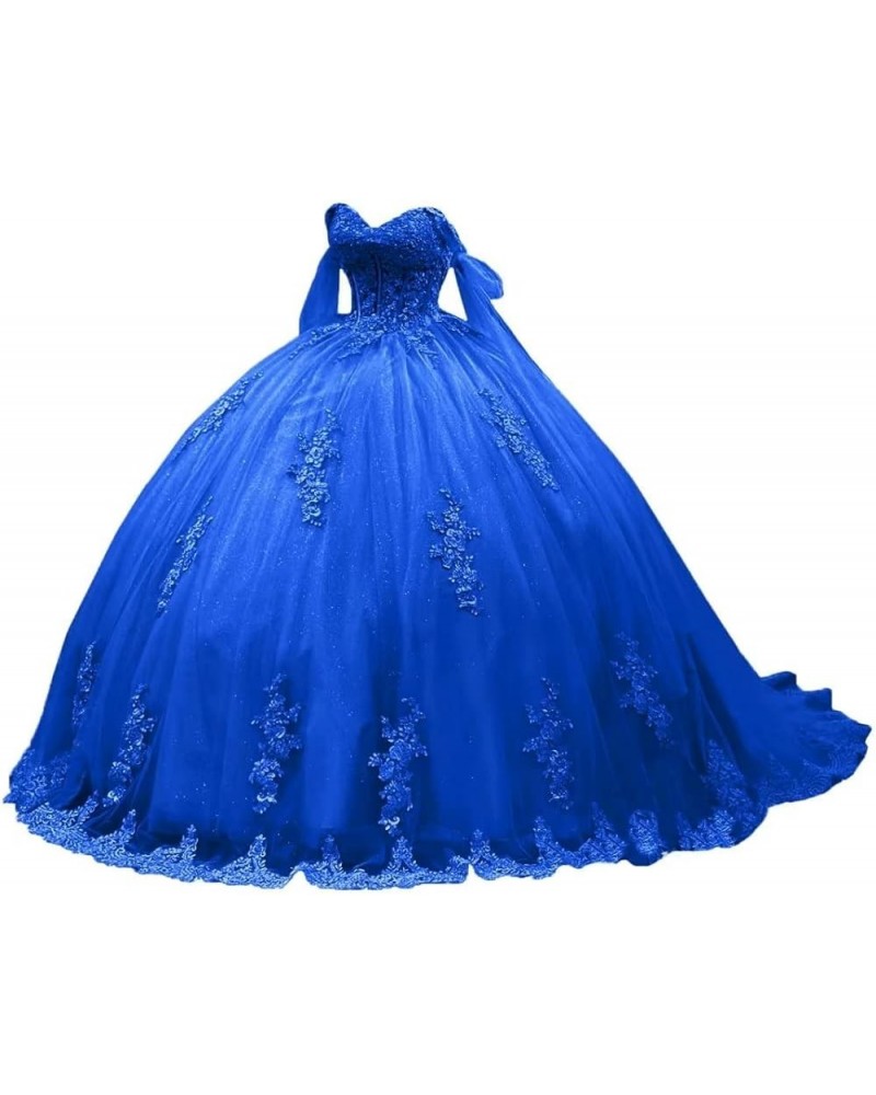 Off Shoulder Quinceanera Dresses Puffy Tulle Ball Gowns for Vestido de 15 años Lace Appliques Prom Dress Ftu01 Royal Blue $41...