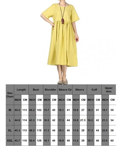 Women's Linen Tunic Summer Dress Casual Midi Dresses with Pockets Yellow $24.74 Dresses