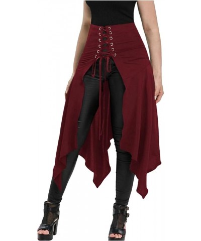 Women‘s Halloween Cosplay Umbrella Skirt Casual Loose Stitching Irregular Strappy Sexy Skirt P1-wine $10.63 T-Shirts