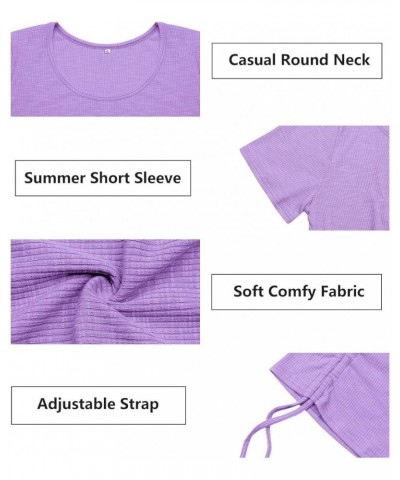 Plus Size Off The Shoulder Tops for Women Strappy Cold Shoulder Sexy Summer Tunic Blouses E920-purple $9.23 T-Shirts