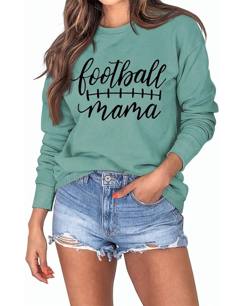 Mama Shirts Women Funny Mom Sweatshirt Game Day Graphic Blouse Tee Casual Long Sleeve Crewneck Pullover Tops Z2-light Green $...