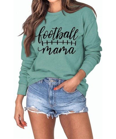 Mama Shirts Women Funny Mom Sweatshirt Game Day Graphic Blouse Tee Casual Long Sleeve Crewneck Pullover Tops Z2-light Green $...