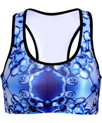 Women's Aerobics Gym Dance Yoga Vest Printed Sports Bra Top Vest Blue Drop $10.43 Lingerie