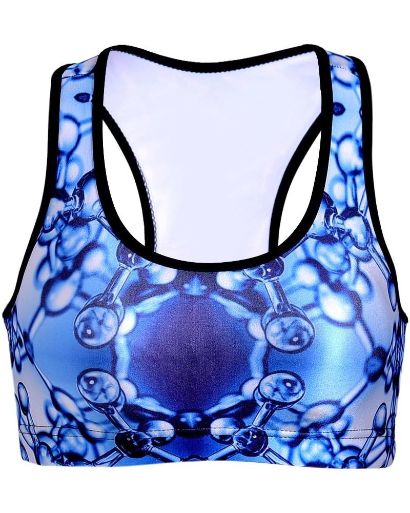 Women's Aerobics Gym Dance Yoga Vest Printed Sports Bra Top Vest Blue Drop $10.43 Lingerie