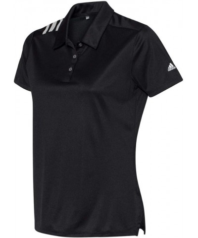 Women's 3-Stripes Shoulder Polo - A325 Black/ White $27.38 Shirts