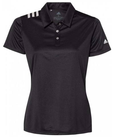 Women's 3-Stripes Shoulder Polo - A325 Black/ White $27.38 Shirts