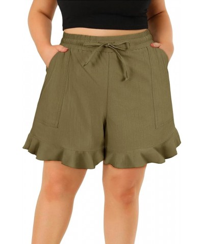 Plus Size Shorts for Women Summer Drawstring Casual Elastic Waist Loose Wide Leg Pocketed Shorts, XL-5XL E905-army Green $10....