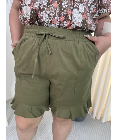 Plus Size Shorts for Women Summer Drawstring Casual Elastic Waist Loose Wide Leg Pocketed Shorts, XL-5XL E905-army Green $10....