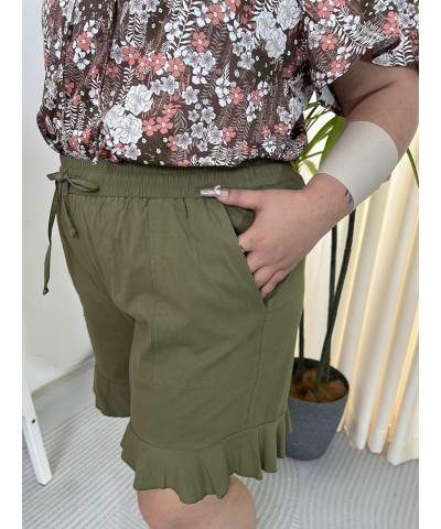 Plus Size Shorts for Women Summer Drawstring Casual Elastic Waist Loose Wide Leg Pocketed Shorts, XL-5XL E905-army Green $10....