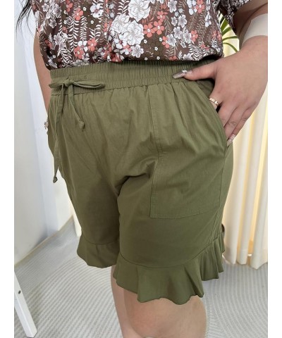 Plus Size Shorts for Women Summer Drawstring Casual Elastic Waist Loose Wide Leg Pocketed Shorts, XL-5XL E905-army Green $10....