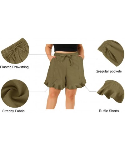 Plus Size Shorts for Women Summer Drawstring Casual Elastic Waist Loose Wide Leg Pocketed Shorts, XL-5XL E905-army Green $10....