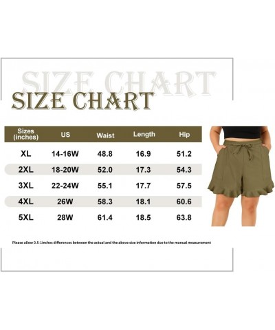 Plus Size Shorts for Women Summer Drawstring Casual Elastic Waist Loose Wide Leg Pocketed Shorts, XL-5XL E905-army Green $10....