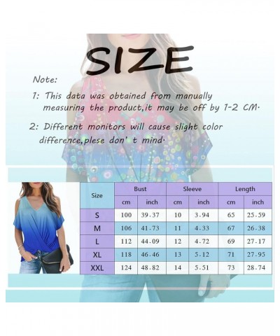 Women's Casual Gradient V-Neck Short Sleeve Loose T-Shirt Tops Workout Shirts for Women Women Tops S1navy $13.98 Blazers