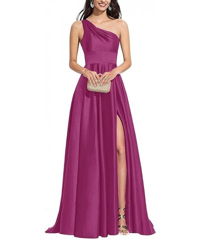 One Shoulder Dresses for Women V Neck Bridesmaid Dresses with Slit Womens Satin Dresses Lilac $31.49 Dresses