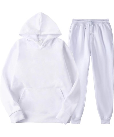 Womens Jogger Set Sweatsuit 2 Piece Long Sleeve Hoodie and Sweatpants Solid Color Sports Outfit Tracksuits White $16.23 Hoodi...