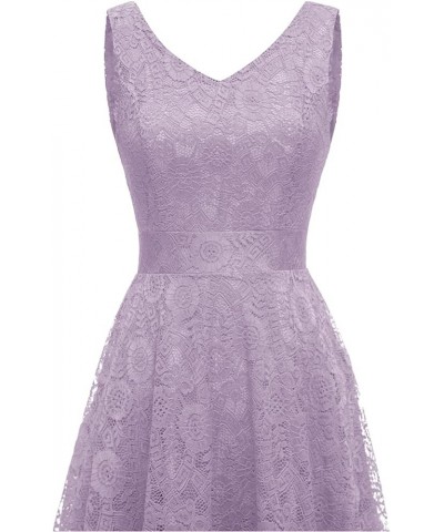 Elegant Women Floral Lace Formal Party Dress Asymmetrical Handkerchief Dress Swing Midi Dress Lavender-sleeveless $14.08 Dresses