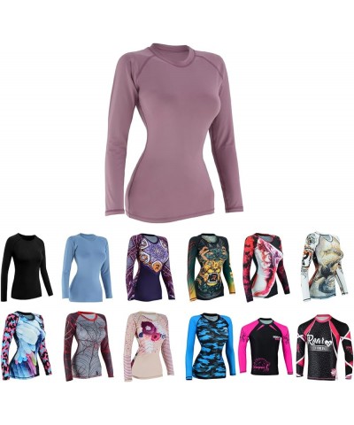 Roar Women MMA Rash Guard BJJ Grappling Training Rash Guard Long Sleeve No-Gi MMA Fight Gear Shirt Standard Simple-pink $8.40...