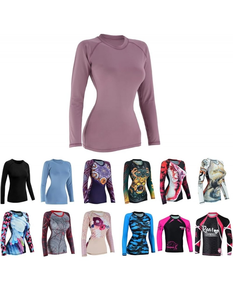 Roar Women MMA Rash Guard BJJ Grappling Training Rash Guard Long Sleeve No-Gi MMA Fight Gear Shirt Standard Simple-pink $8.40...