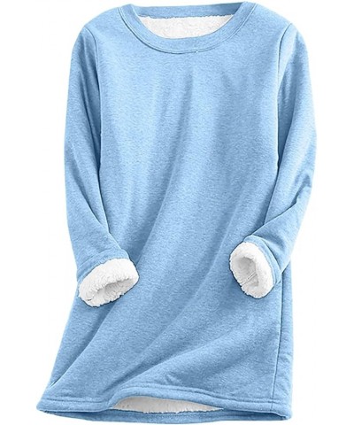 Women Long Sleeve Crewneck Comfy T Shirt Solid Color Warm Fuzzy Shirts Casual Fall Winter Tops Blouses 08 Sky Blue $9.99 Unde...