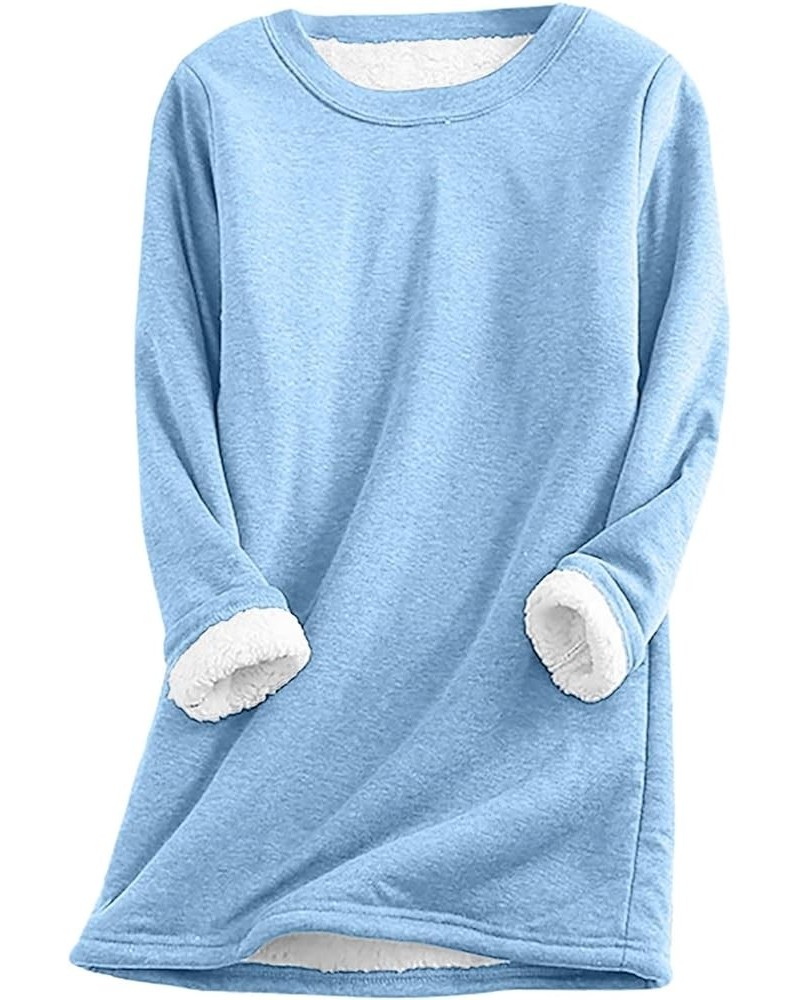 Women Long Sleeve Crewneck Comfy T Shirt Solid Color Warm Fuzzy Shirts Casual Fall Winter Tops Blouses 08 Sky Blue $9.99 Unde...